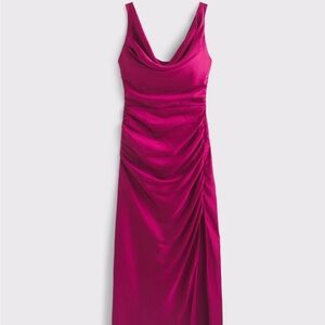 Abercrombie and Fitch Cowl Neck Draped Maxi Dress Berry LP